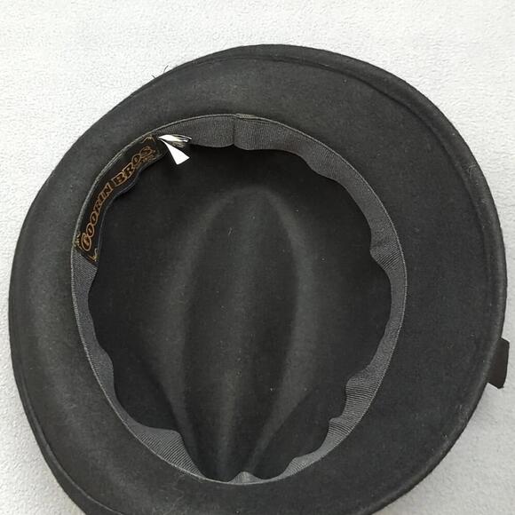 Vintage Goorin Bros 100% Wool Hat Black Fedora Retro M/L - Picture 6 of 9